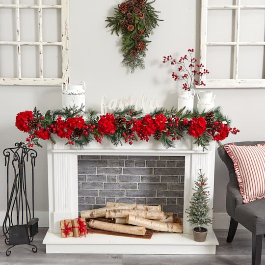 6ft. Red & Green Hydrangea Garland